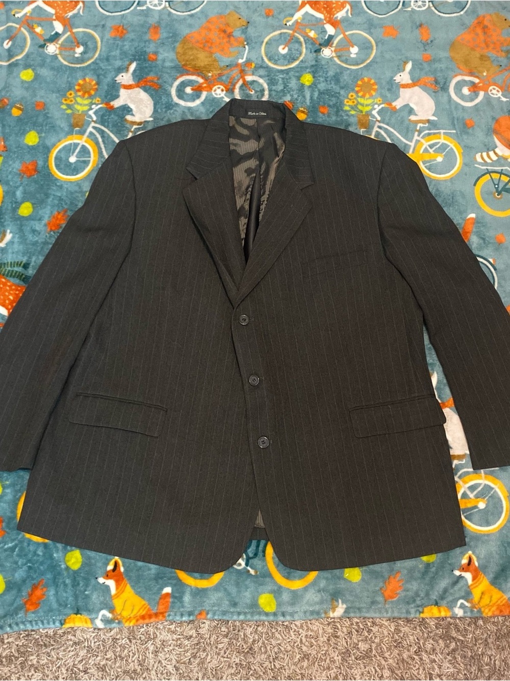 Classic Men's Rigliano Black Pinstripe Suit Blazer